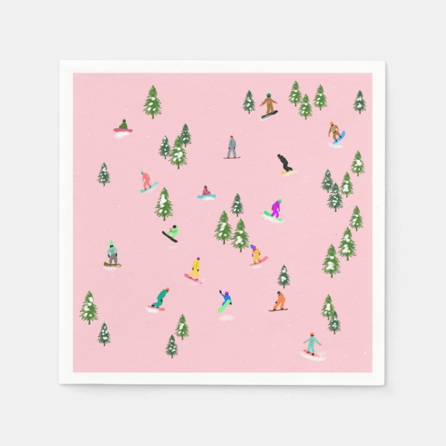 Serviette En Papier Snowboarders rose Illustration du snowboard (Devant)