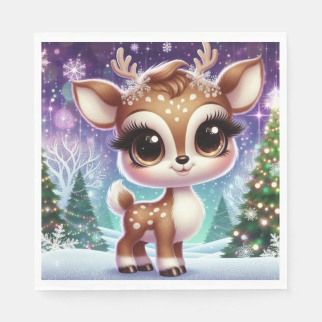 Serviette En Papier Snowflake Sparkle Baby Reindeer (Devant)
