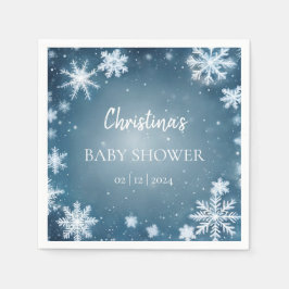 Serviette En Papier Snowflake Winter Wonderland Baby shower Bleu