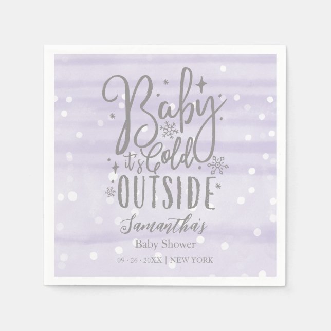 Serviette En Papier Snowflakes Baby It's Cold Outside Baby shower (Devant)