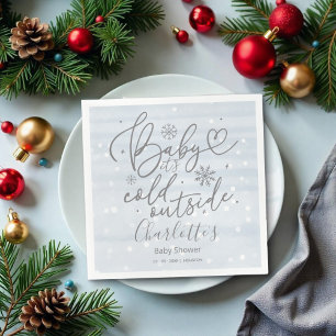 Serviette En Papier Snowflakes Baby It's Cold Outside Boy Baby shower