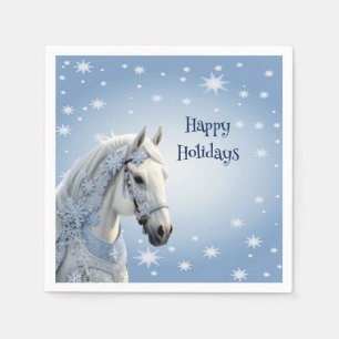 Serviette En Papier Snowflakes Cheval Noël Papier de Noël Napkin