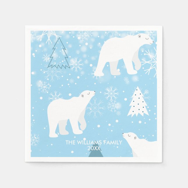 Serviette En Papier Snowflakes d'ours polaire personnalisé (Devant)