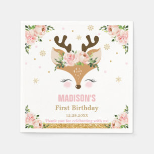 Serviette En Papier Snowflakes floraux rennes Noël Anniversaire
