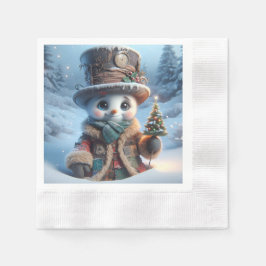 Serviette En Papier Snowman avec arbre du Nouvel An, Noël, Auteur Nat
