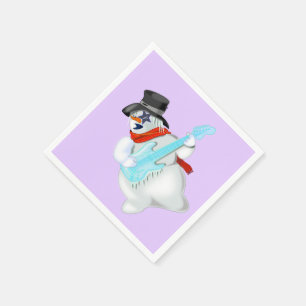 Serviette En Papier Snowman avec Guitare Funny Napkins de Noël