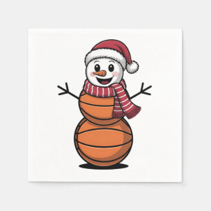 Serviette En Papier Snowman Basketball Noël Amateurs de sport