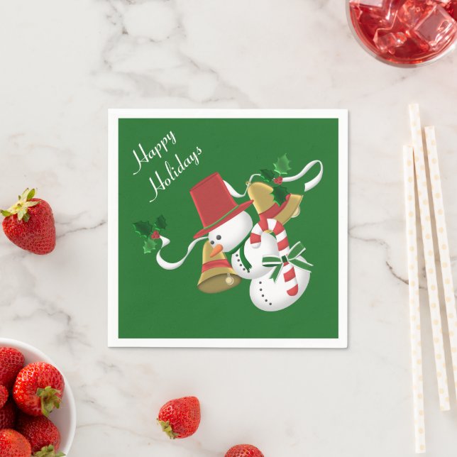 Serviette En Papier Snowman Bells Noël (En situation)