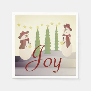 Serviette En Papier Snowman couleur vintage