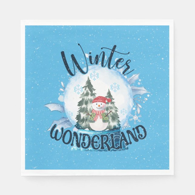 Serviette En Papier Snowman dans le monde des neiges (Devant)