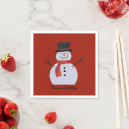 Serviette En Papier Snowman De Fête Avec Chapeau Haut