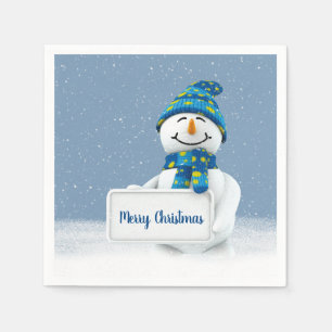 Serviette En Papier Snowman de Noël avec signe