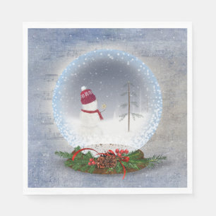 Serviette En Papier Snowman de Noël dans le monde des neiges