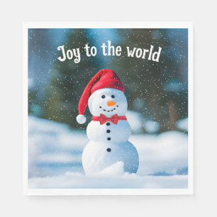 Serviette En Papier Snowman De Noël Dans Les Flèches De Neige