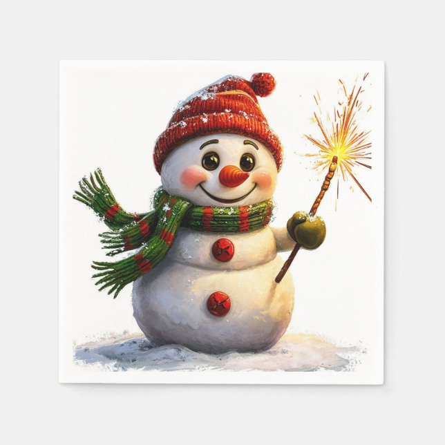 Serviette En Papier Snowman joyeux (Devant)