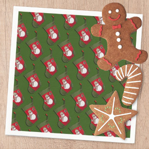 Serviette En Papier Snowman Noël Stocker Motif Carrelé