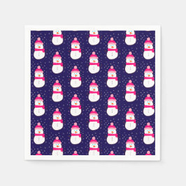 Serviette En Papier Snowman rose à la neige