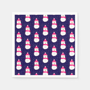 Serviette En Papier Snowman rose à la neige