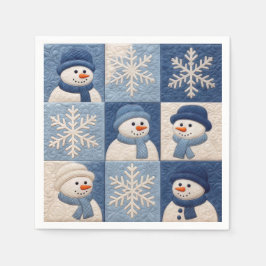 Serviette En Papier Snowmen and Snowflakes Quilt Pattern