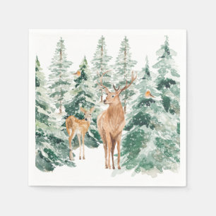 Serviette En Papier SnowWinter Woodland Deer Noël
