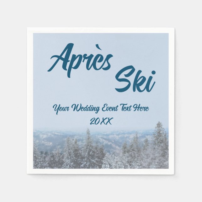 Serviette En Papier Snowy Mountain Forest Apres Ski Mariage Event (Devant)