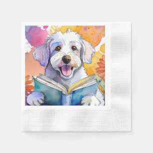 Serviette En Papier Sober Schnoodle Chien Lecture Big Book Recovery