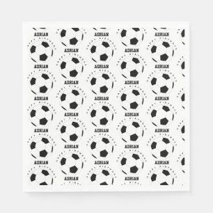 Serviette En Papier Soccer Ball Football Nom personnalisé Anniversaire
