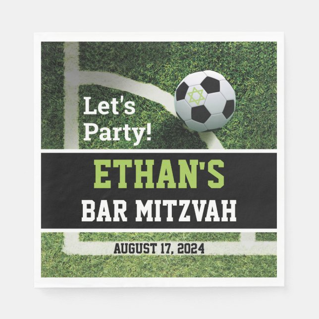 Serviette En Papier Soccer Bar Mitzvah Faisons la fête ! (Devant)