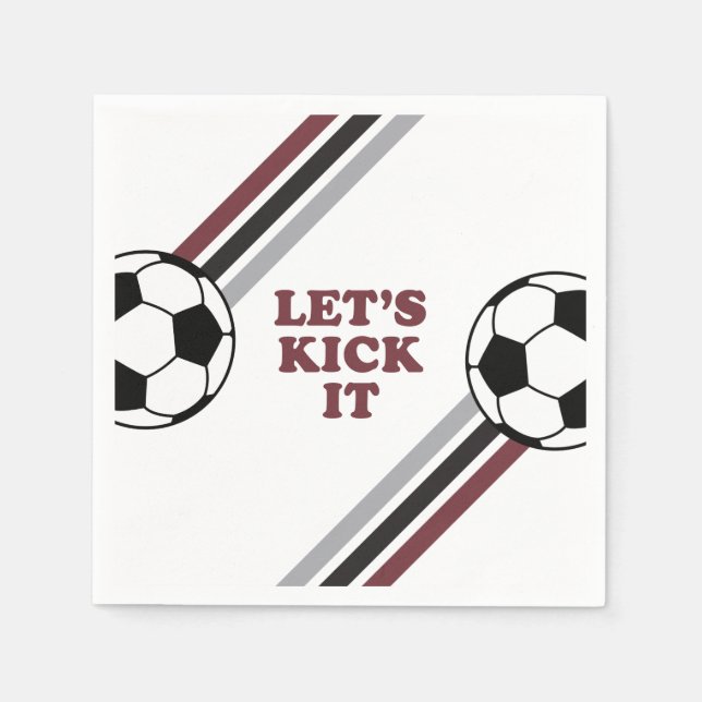 Serviette En Papier Soccer Maroon Stripes On le frappe Anniversaire (Devant)