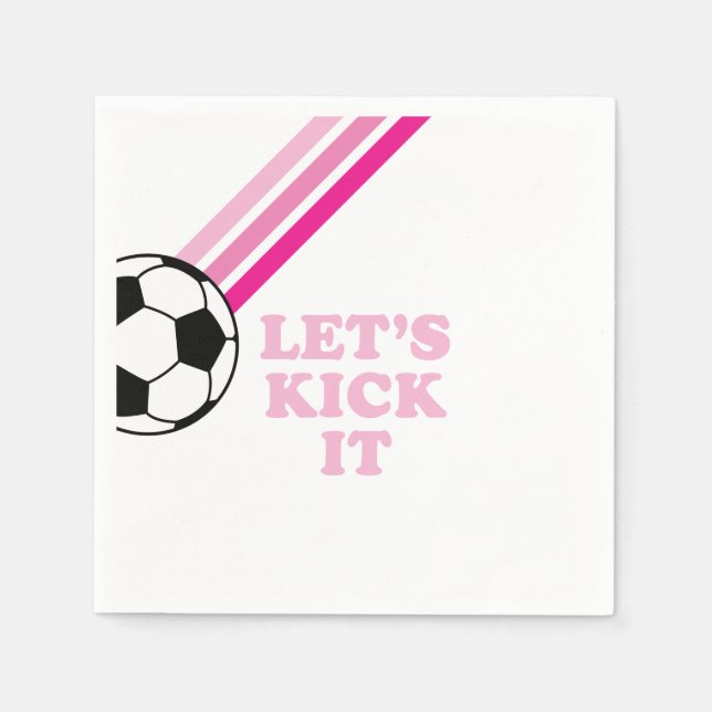 Serviette En Papier Soccer Pink Stripes On le frappe Anniversaire (Devant)