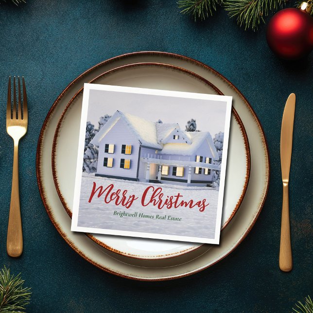 Serviette En Papier Société immobilière personnalisée Fête de Noël d'h (Créateur téléchargé)