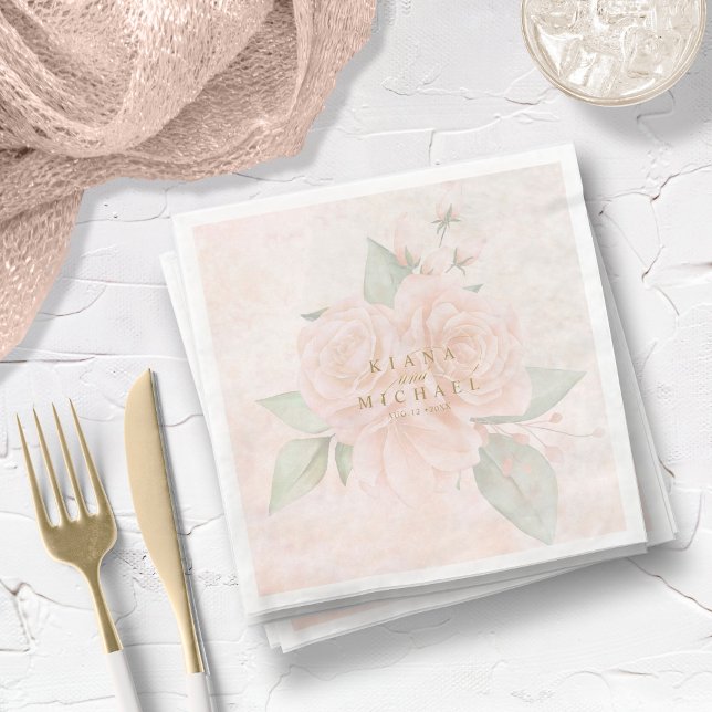 Serviette En Papier Soft Blush Rose V2 ID828 Dîner en papier serviette (Créateur téléchargé)