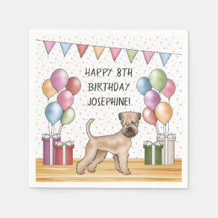 Serviette En Papier Soft-Coated Wheaten Terrier Pastel Joyeux Annivers