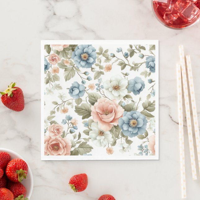 Serviette En Papier Soft Muet Botanique Pastel Art (En situation)