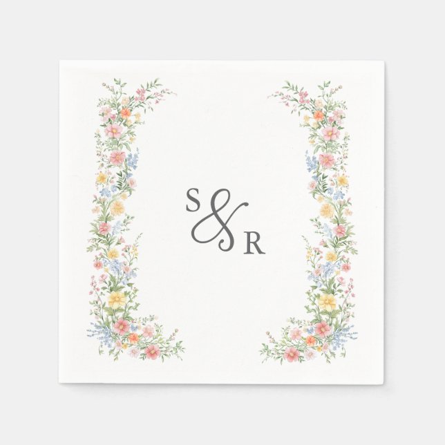 Serviette En Papier Soft Pastel Ornate Spring Garden Floral Mariage (Devant)