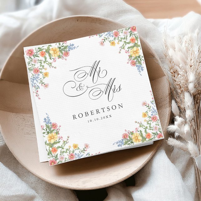 Serviette En Papier Soft Pastel Ornate Spring Garden Floral Mariage (Soft Pastel Ornate Spring Garden Floral Wedding Napkins)
