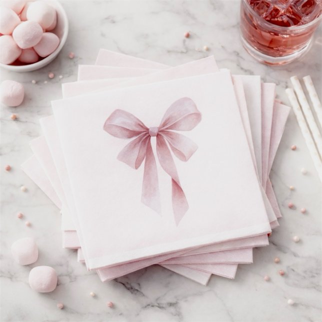 Serviette En Papier Soft Pink Bow Girl Baby Shower (Soft Pink Bow Girl Baby Shower Napkins)