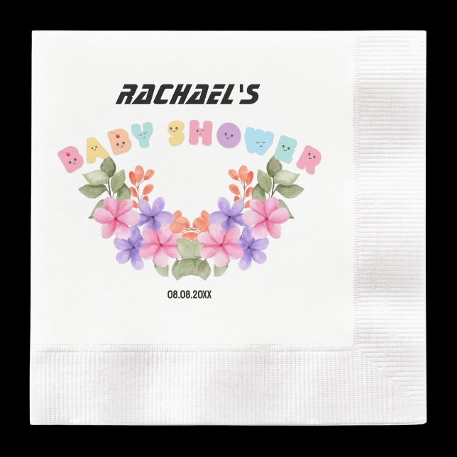 Serviette En Papier Soft Pink Floral Girl Baby Shower (Créateur téléchargé)