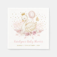 Soft Rose Swan Princess Balloon Baby Girl