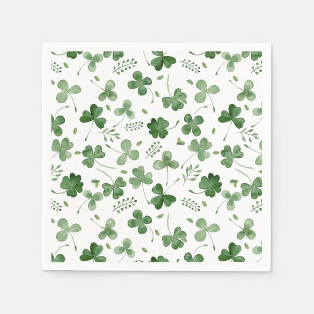 Serviette En Papier Soft Watercolor Shamrock (Devant)