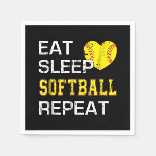 Serviette En Papier Softball Eat Sleep Softball Répétition