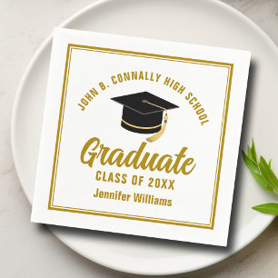 Serviette En Papier Soignée Gold Graduation Party Personnalisée
