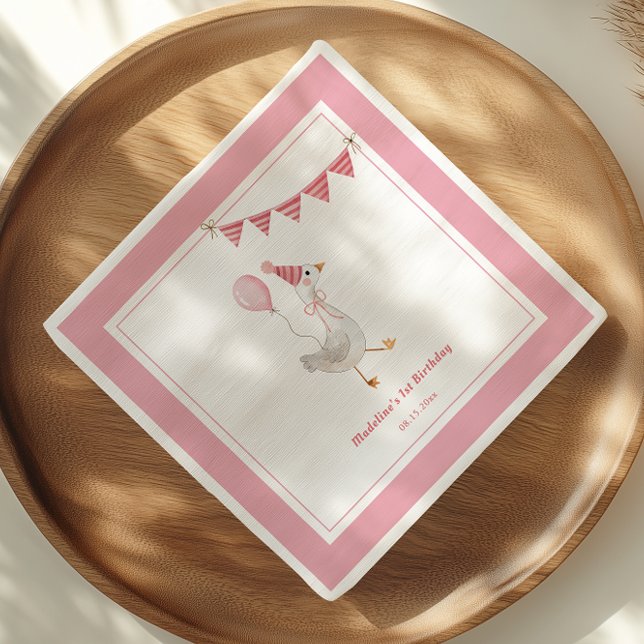 Serviette En Papier Soignée Goose rose Fille Anniversaire (Créateur téléchargé)