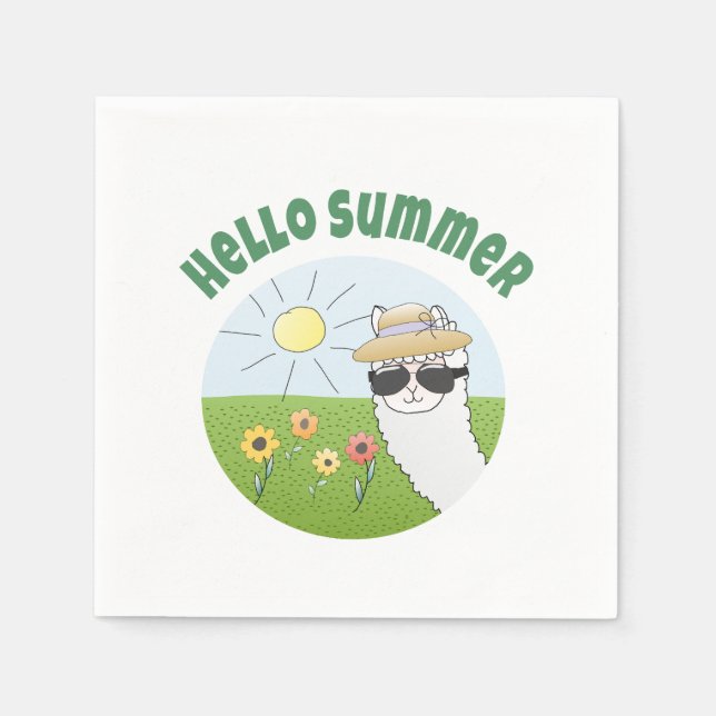 Serviette En Papier Soirée alpaka Hello Summer Alpaca (Devant)