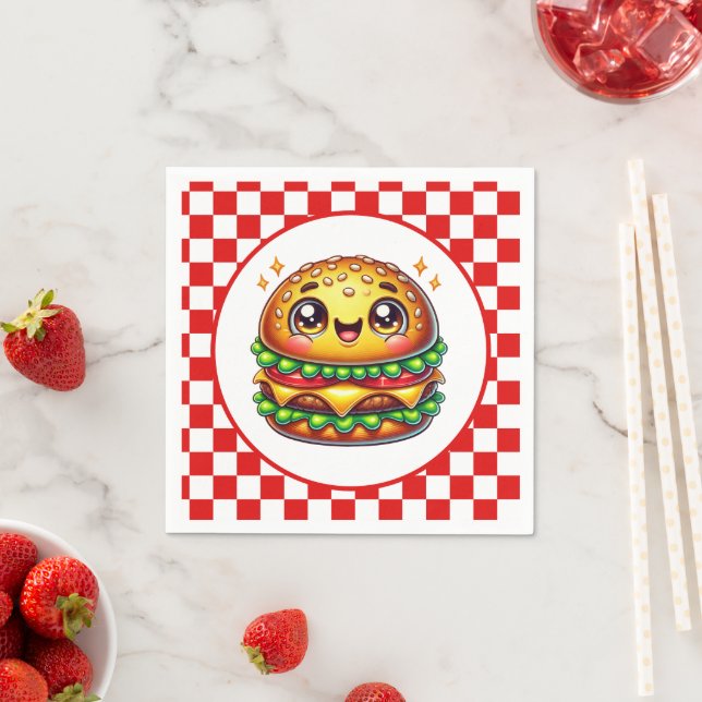 Serviette En Papier Soirée amoureuse du Cute Hamburger (En situation)