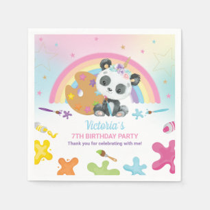 Serviette En Papier Soirée artisanale Cute Panda Arc-en-ciel