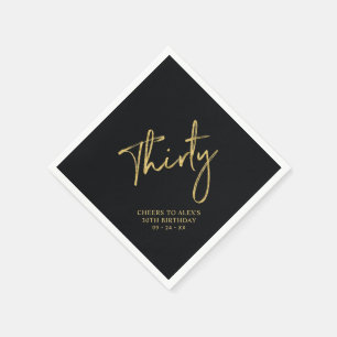 Serviette En Papier Soirée   Black moderne 30th Birthday Party