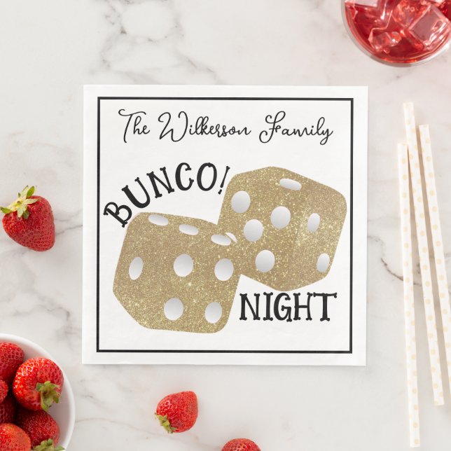 Serviette En Papier Soirée Bunco Dice Gold Retro (En situation)