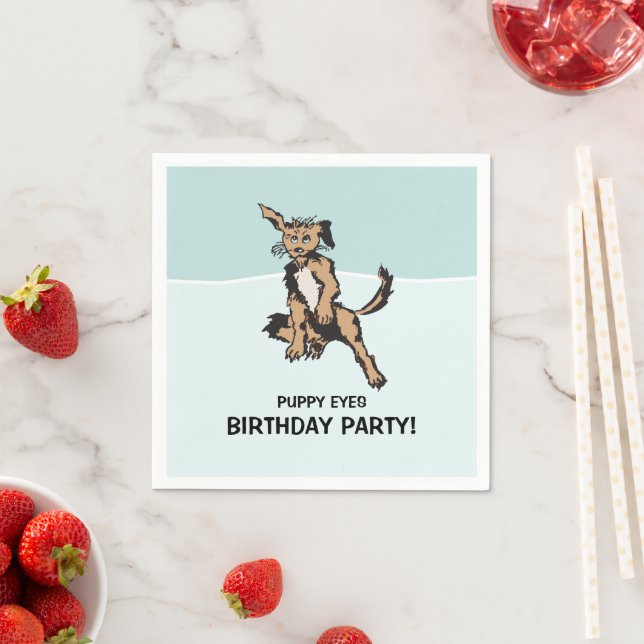 Serviette En Papier Soirée d'anniversaire aux yeux des chiots ! (En situation)