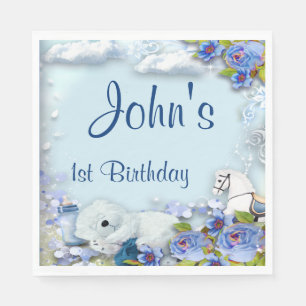 Serviette En Papier Soirée D'Anniversaire De L'Ours Et Du Cheval